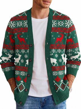 Festive Men's Ugly Christmas Sweater | Cozy Knitted Cardigan for Holiday Cheer